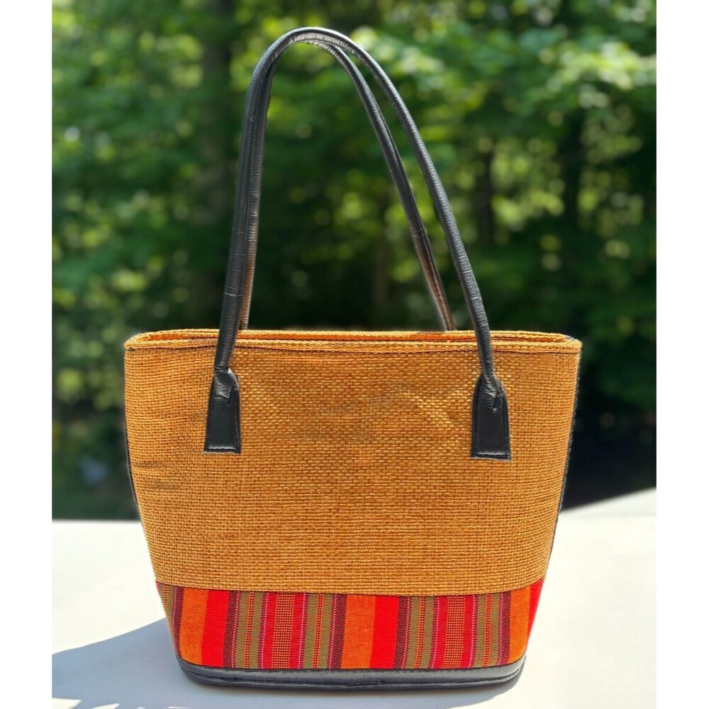 Kenyan Artisan‎ Jute Hand Bag Purse Tote Zippered Hand Made Natural Fiber Beaded - Picture 4 of 16